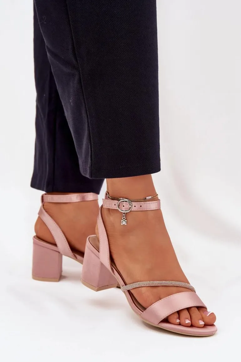 Sandały Damskie Na Słupku Z Cyrkoniami Vinceza 20268 Beżowe