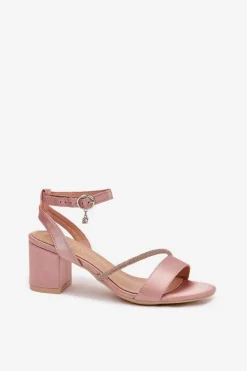 Sandały Damskie Na Słupku Z Cyrkoniami Vinceza 20268 Beżowe