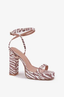 Sandały Damskie Na Słupku Z Paseczkiem Zebra Fevenne