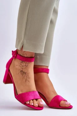 Sandały Damskie Na Słupku Zamszowe Fuksja Lexi