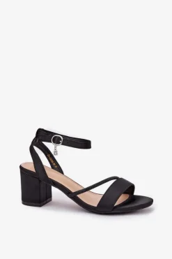 Sandały Damskie Na Słupku Z Cyrkoniami Vinceza 20268 Czarne