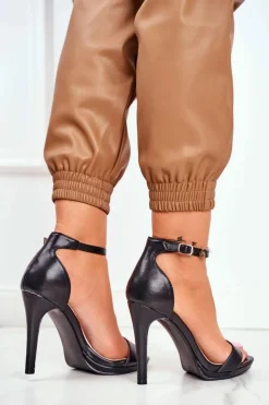 Sandały Damskie Na Szpilce Czarne Frenzy