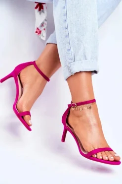 Sandały Damskie Na Szpilce Klasyczne Fuksja Mintore