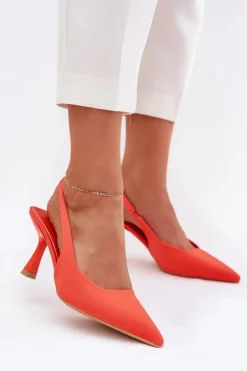 Sandały Damskie Na Szpilce Pomarańczowe Lunira