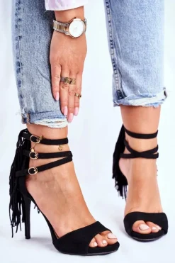 Sandały Damskie Na Szpilce Gladiatorki Czarne Carnival