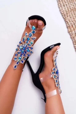 Sandały Damskie Na Szpilce Lu Boo Zamszowe Czarne 2047-89 Milleni