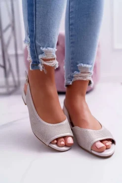 Sandały Damskie Płaski Obcas Sergio Leone SK809 Beżowe Skaldo