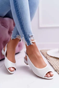 Sandały Damskie Płaski Obcas Sergio Leone SK809 Srebrne Skaldo