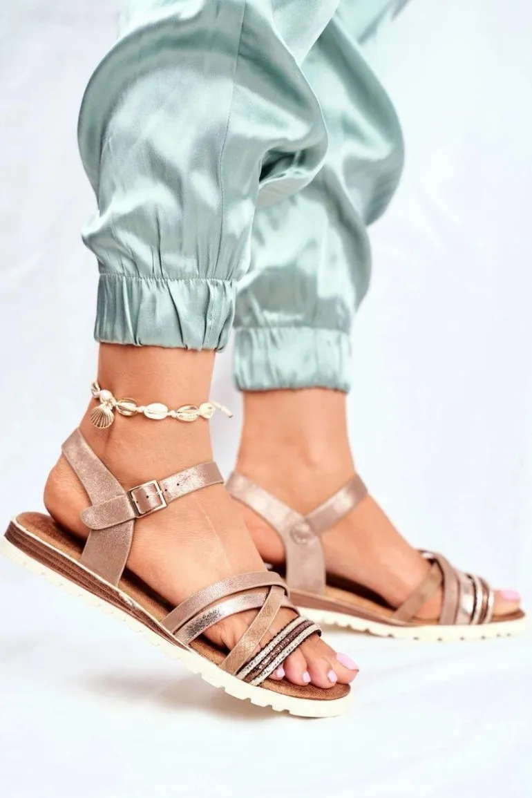 Sandały Damskie Płaskie Brązowe Replay