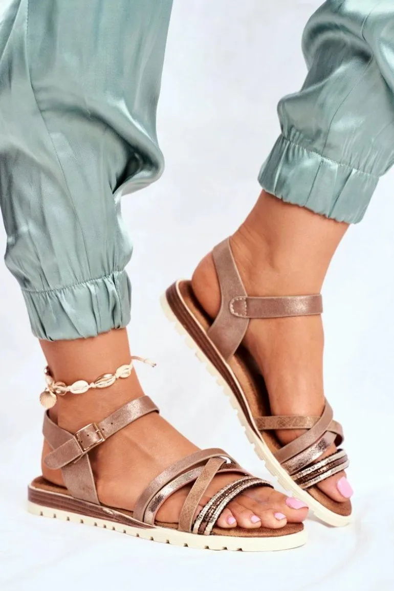 Sandały Damskie Płaskie Brązowe Replay