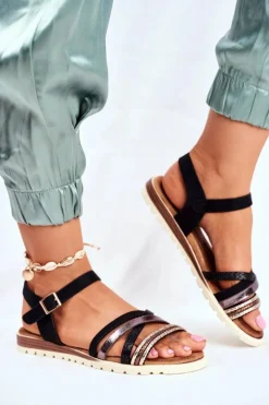 Sandały Damskie Płaskie Czarne Replay