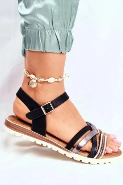 Sandały Damskie Płaskie Czarne Replay