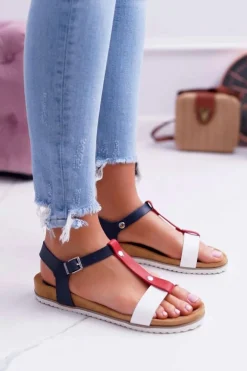 Sandały Damskie Płaskie Profilowane 8SD35-0306 Kolorowe Dubi