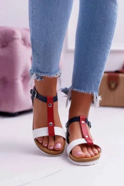 Sandały Damskie Płaskie Profilowane 8SD35-0306 Kolorowe Dubi