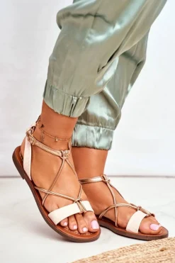 Sandały Damskie Płaskie Różowe Alison