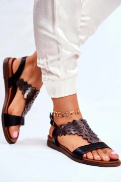 Sandały Damskie Płaskie Sergio Leone Czarne SK035