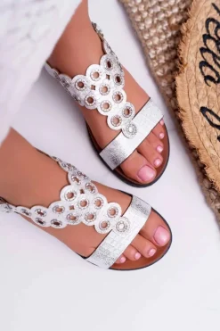 Sandały Damskie Płaskie Sergio Leone SK012 Białe Livian