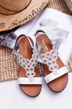 Sandały Damskie Płaskie Sergio Leone SK012 Białe Livian