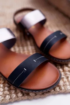 Sandały Damskie Płaskie Sergio Leone SK014 Czarne Agrina