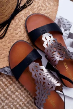 Sandały Damskie Płaskie Sergio Leone SK011 Czarne Lirielle