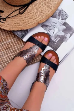 Sandały Damskie Płaskie Sergio Leone SK011 Czarne Lirielle