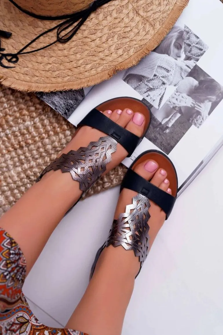 Sandały Damskie Płaskie Sergio Leone SK011 Czarne Lirielle