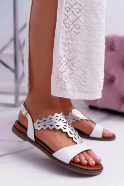 Sandały Damskie Płaskie Sergio Leone SK011 Białe Lirielle