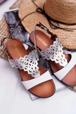 Sandały Damskie Płaskie Sergio Leone SK011 Białe Lirielle