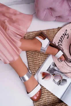 Sandały Damskie Płaskie Sergio Leone SK014 Białe Agrina