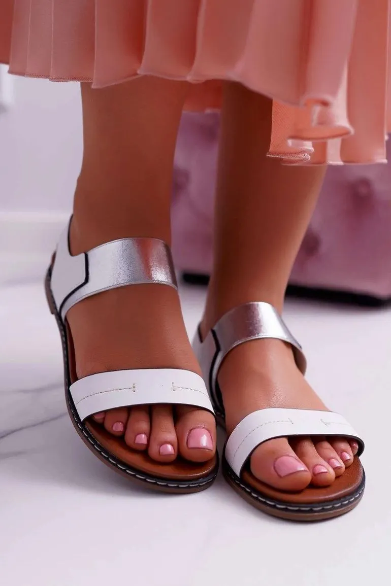 Sandały Damskie Płaskie Sergio Leone SK014 Białe Agrina