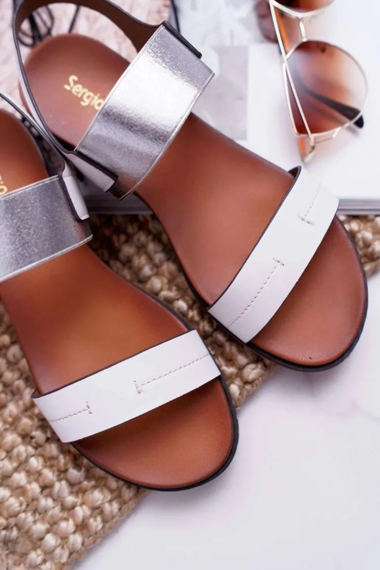 Sandały Damskie Płaskie Sergio Leone SK014 Białe Agrina