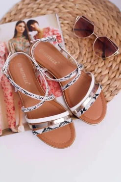 Sandały Damskie Płaskie Skóra Węża Białe Dahira