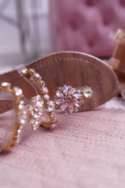 Sandały Damskie Płaskie Z Cyrkoniami Champagne Karra