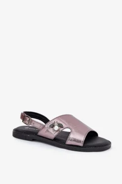 Sandały Damskie Płaskie Z Ozdobnym Detalem Vinceza 17378 Srebrne