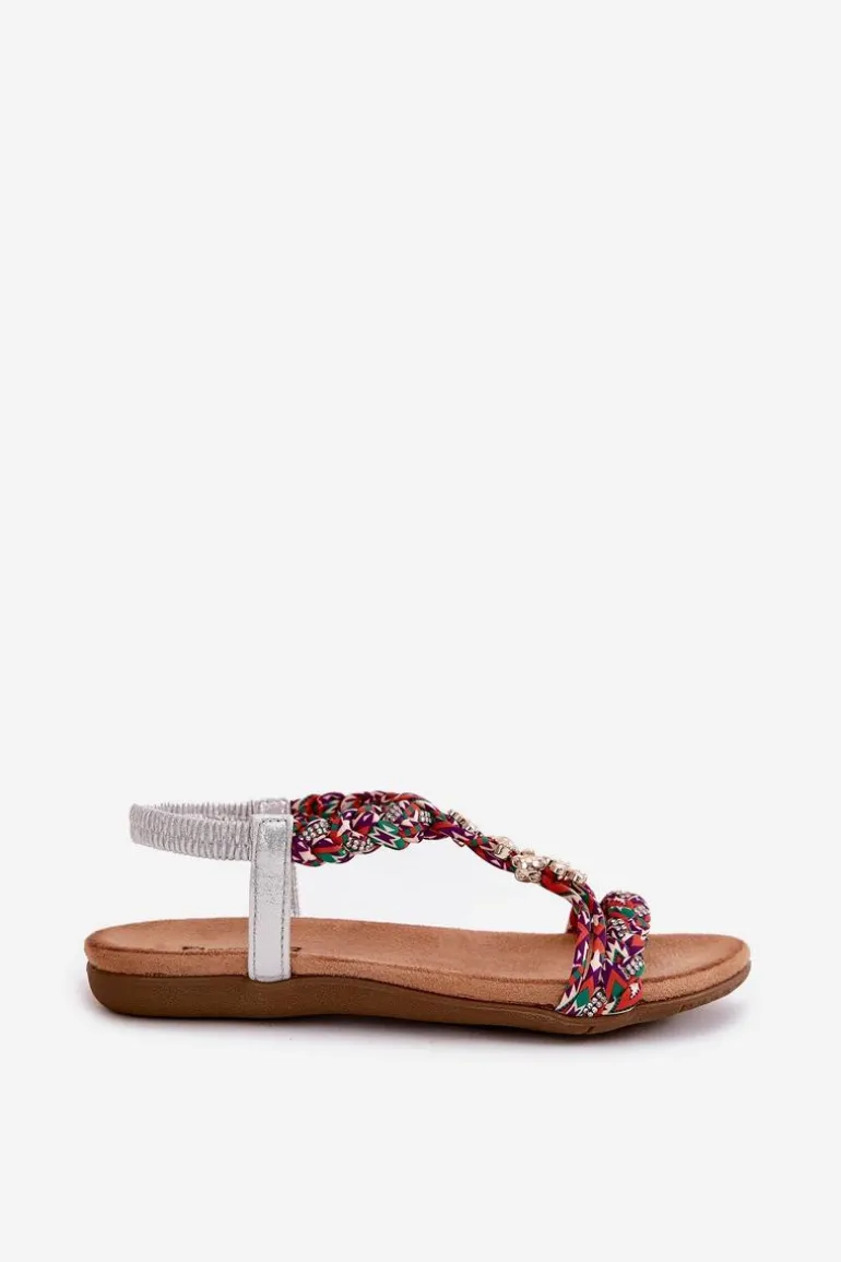 Sandały Damskie Płaskie Z Plecionymi Paskami I Przypinkami Artiker 54C1322 Multikolor