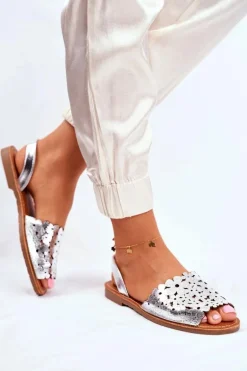 Sandały Damskie Wsuwane Srebrne I Like Summer