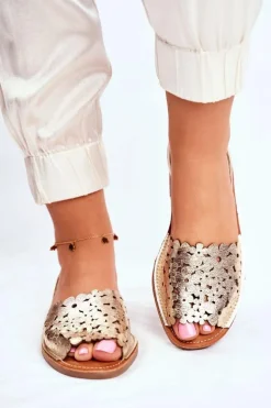 Sandały Damskie Wsuwane Złote I Like Summer