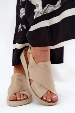 Sandały Damskie Z Eko Skóry Złote Tosmelia