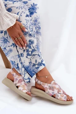 Sandały Damskie Z Eko Skóry W Kwiaty Multikolor Tosmelia