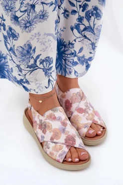 Sandały Damskie Z Eko Skóry W Kwiaty Multikolor Tosmelia