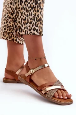 Sandały Damskie Z Eko Skóry Sergio Leone SK085H Brązowe