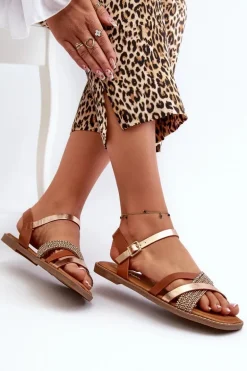 Sandały Damskie Z Eko Skóry Sergio Leone SK085H Brązowe