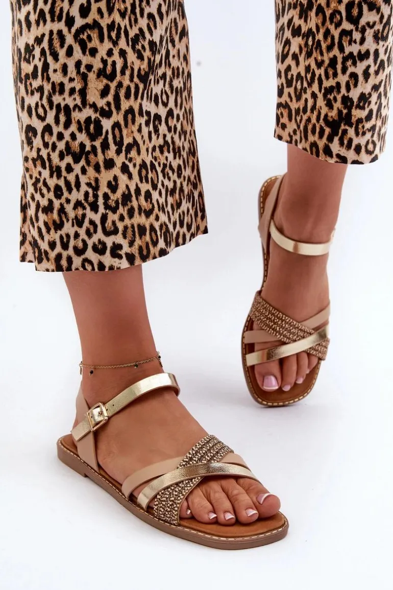 Sandały Damskie Z Eko Skóry Sergio Leone SK085H Złote