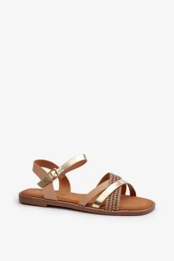 Sandały Damskie Z Eko Skóry Sergio Leone SK085H Złote