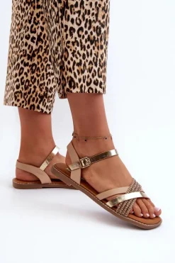 Sandały Damskie Z Eko Skóry Sergio Leone SK085H Złote