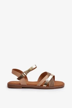 Sandały Damskie Z Eko Skóry Sergio Leone SK085H Złote