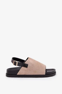 Sandały Damskie Z Eko Zamszu Na Platformie Beżowe Migola