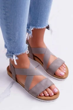 Sandały Damskie Z Gumkami Khaki Itako