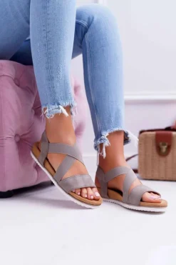 Sandały Damskie Z Gumkami Khaki Itako