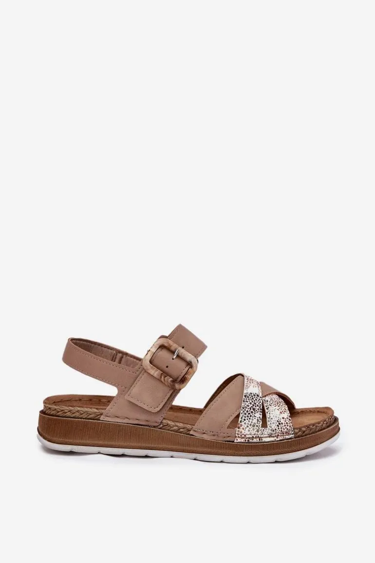 Sandały Damskie Z Klamrą Inblu GS000056 Beżowe